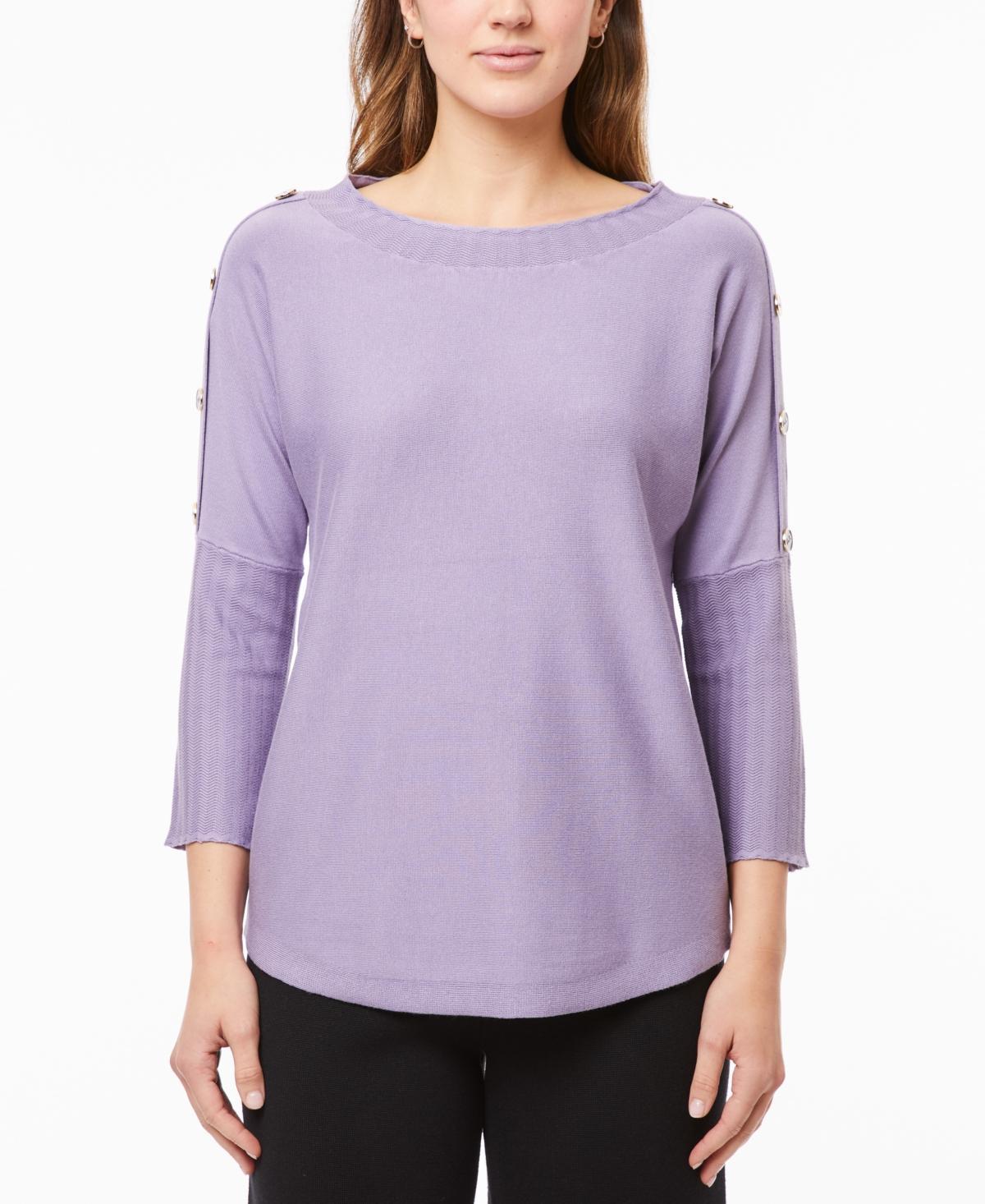 Melissa Paige Womens Dolman-Sleeve Wavy-Ribbed Sweater, Regular & Petite Product Image