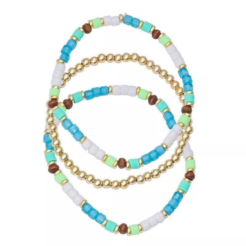 Sonoma Goods For Life Gold Tone Beaded Bracelet Trio Set, Womens, Multicolor Product Image