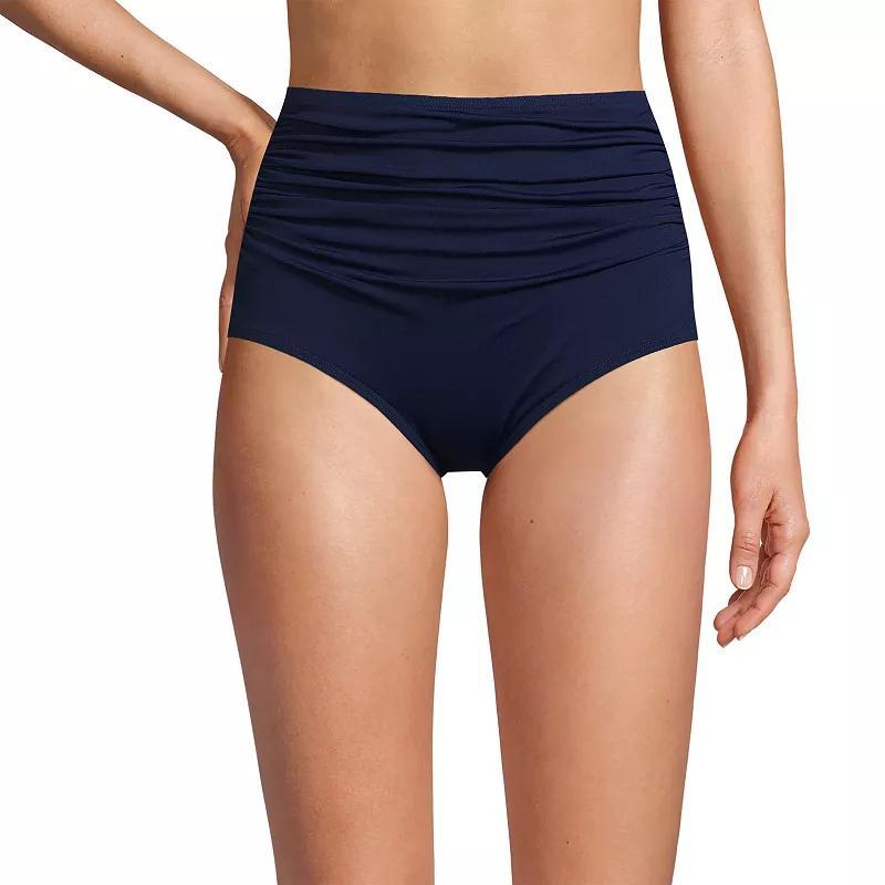 Womens Lands End Ruched Retro High Waisted Bikini Bottoms Product Image