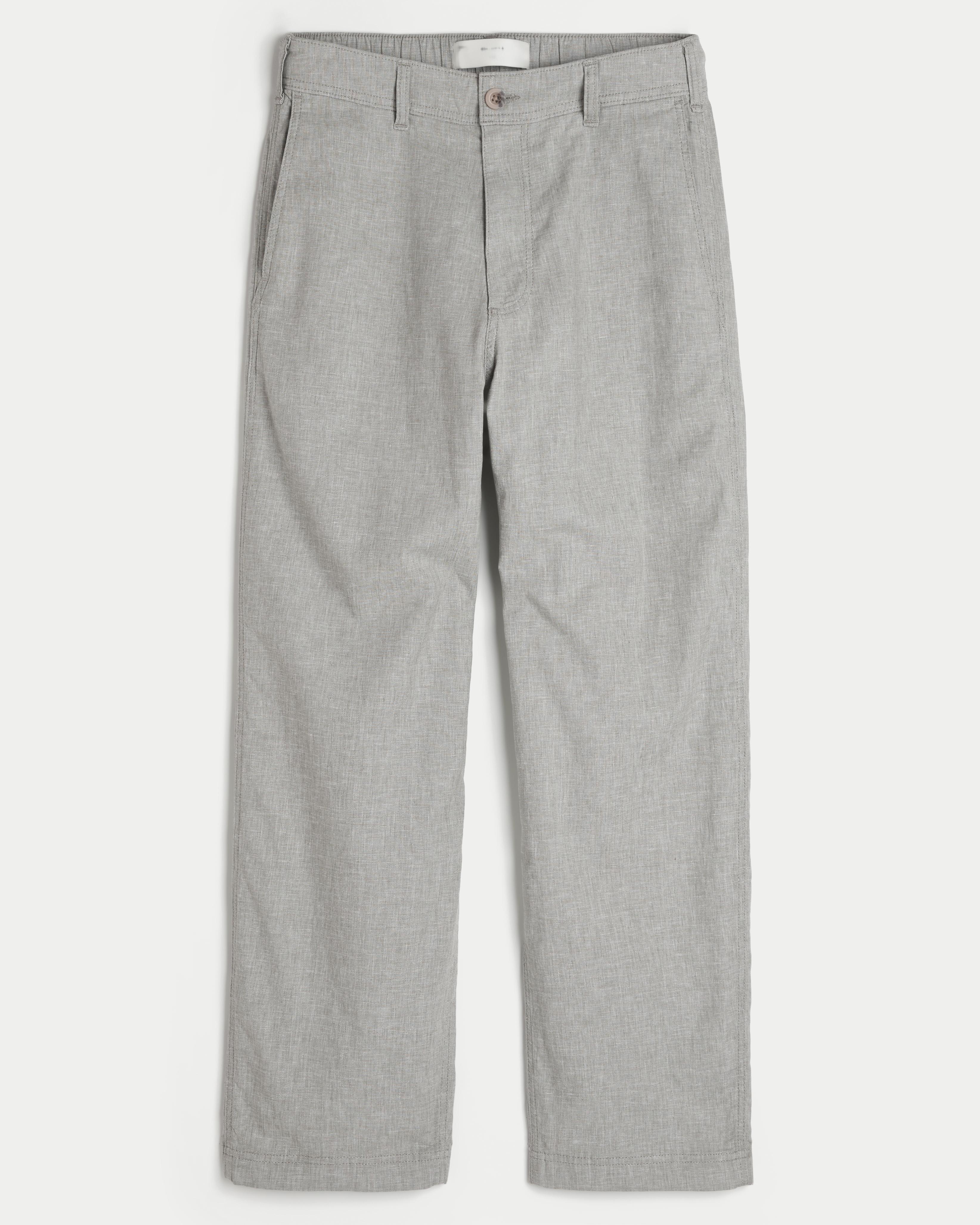 Linen-Blend Flex-Waist Baggy Pants Product Image