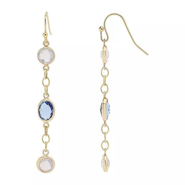 LC Lauren Conrad Gold Tone White & Blue Stone Linear Earrings, Womens Product Image