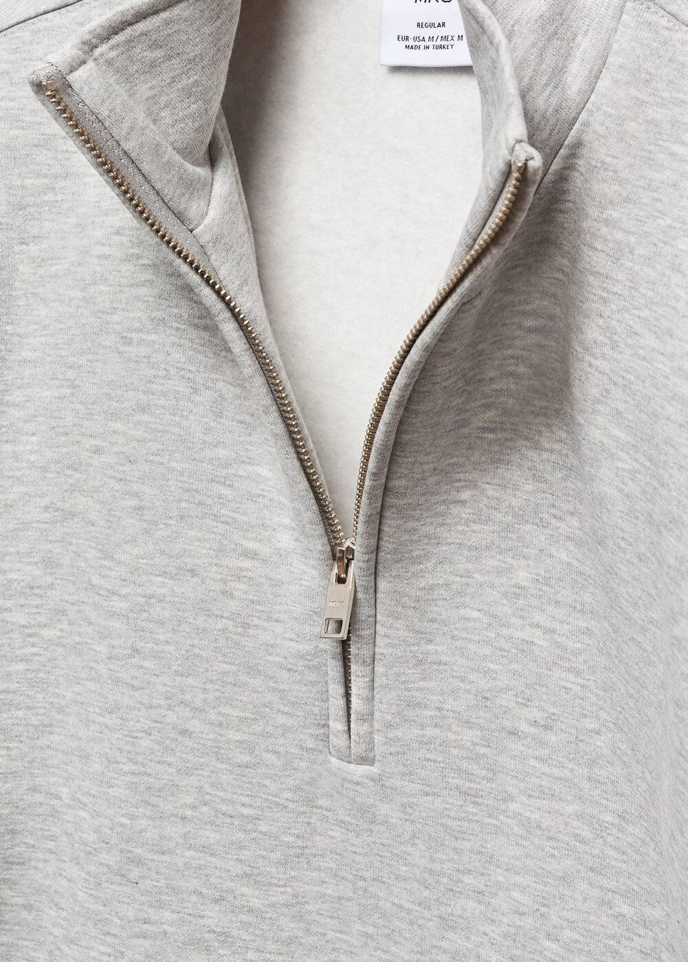 MANGO MAN - Cotton sweatshirt with zipper neck medium heather greyMen Product Image