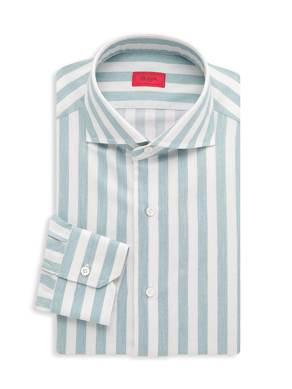 Mens Striped Cotton-Blend Dress Shirt Product Image