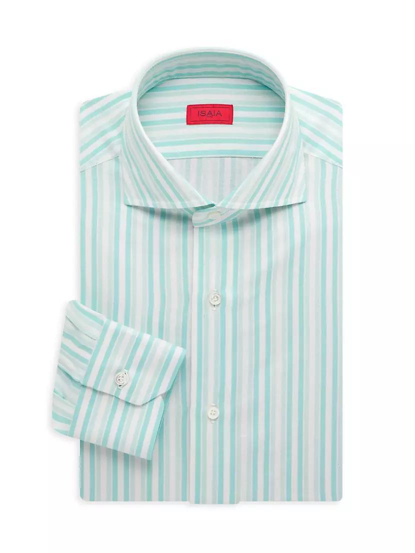 Striped Cotton-Blend Dress Shirt Product Image