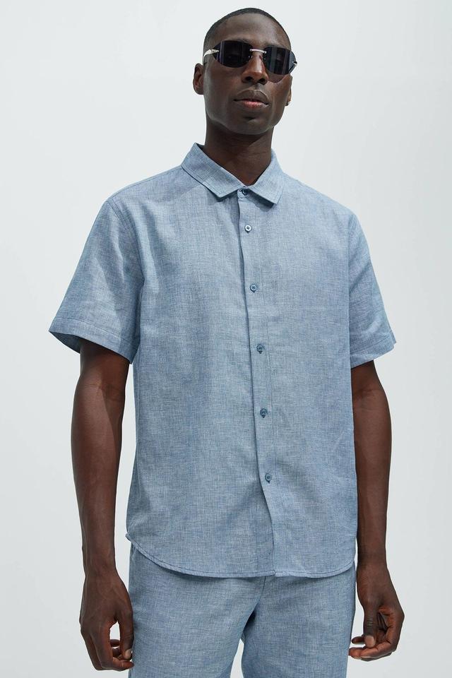 Bahamas Linen Classic Button Up Shirt - Blue Product Image