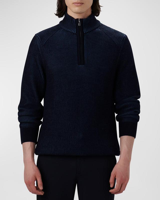 Mens Quarter-Zip Ribbed Sweater Product Image