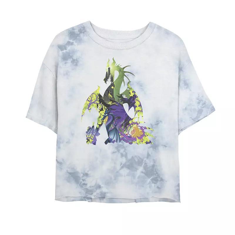 Juniors Disney Princess Sleeping Beauty Maleficent Dragon Silhouette Bombard Wash Crop Graphic Tee, Womens Product Image