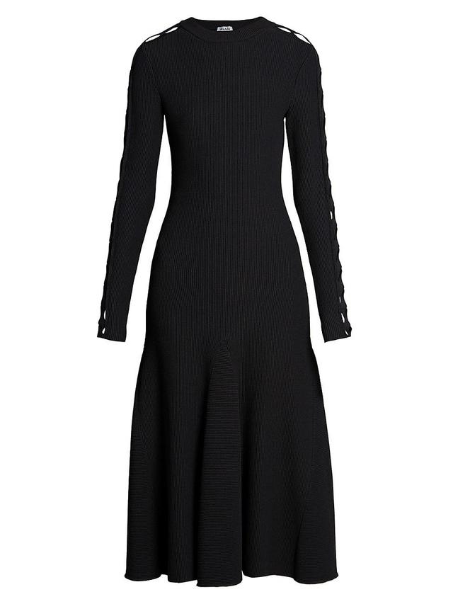 Alaa Cutout Sleeve Ribbed Long Sleeve Sweater Dress Product Image