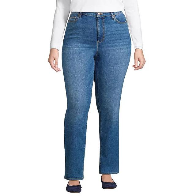 Plus Size Lands End Recover High Rise Straight Leg Jeans, Womens Blue Tide Blue Product Image