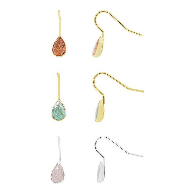 LC Lauren Conrad 3pk Two Tone Crackle Teardrop Stones Earrings Set, Womens, Mult Product Image