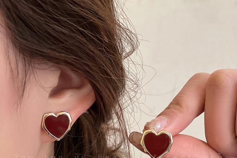 Enamel Heart Stud Earring Product Image