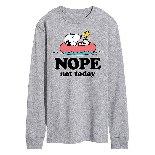 Mens Peanuts Nope Not Today Long Sleeve Graphic Tee Med Grey Product Image