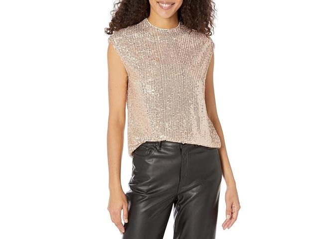 Calvin Klein Sequin Sleeveless Top (Champagne ) Women's Clothing Product Image