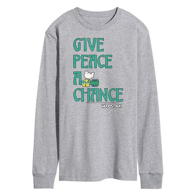 Mens Woodstock Give Peace A Chance Long Sleeve Graphic Tee Product Image