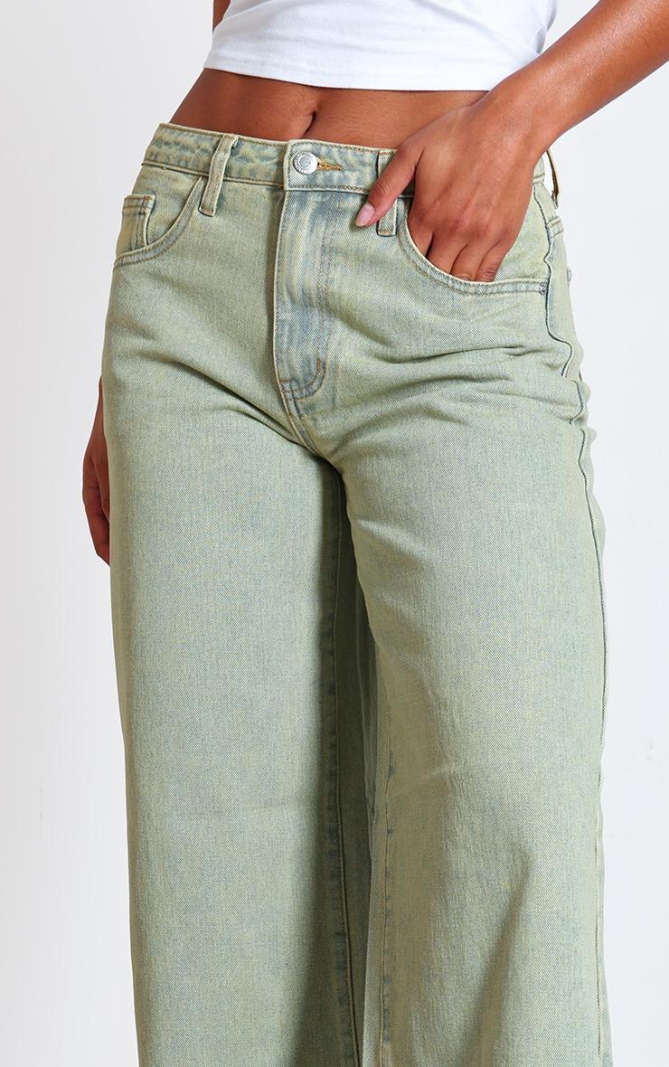 Vintage Wash Wide Leg Low Rise Jeans Product Image