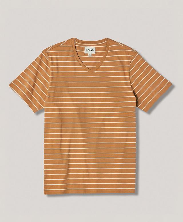 Mens Camel Stripe Softspun V-Neck Tee S Product Image