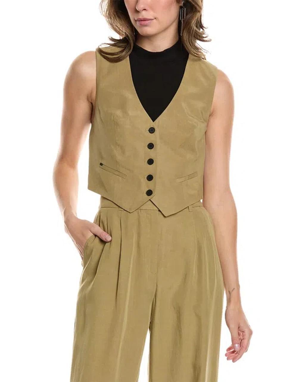 Deri Lyn Linen-blend Waistcoat In Brown Product Image