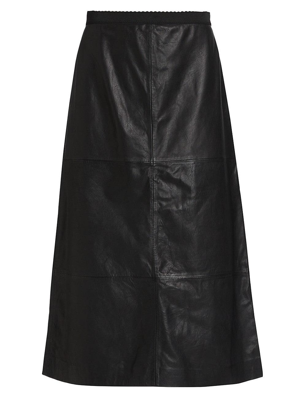 Womens Lucie Leather A-Line Midi-Skirt Product Image