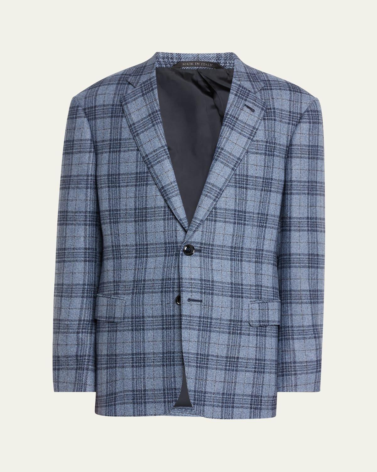 Mens Soft Wool-Cashmere Plaid Sport Coat Product Image