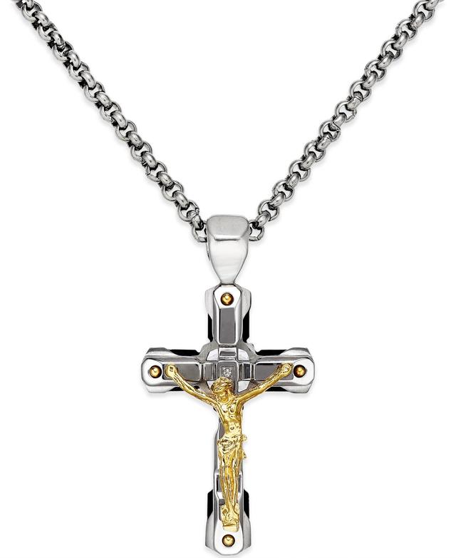 Diamond Accent Crucifix Pendant Necklace in Stainless Steel Product Image