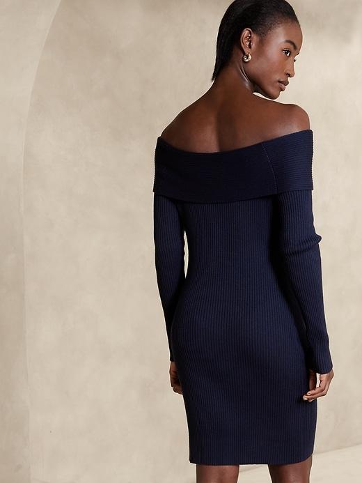 Off-Shoulder Mini Sweater Dress Product Image