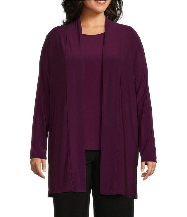 Investments Plus Size Soft Separates Long Sleeve Side Slit Open Front Coordinating Cardigan Product Image