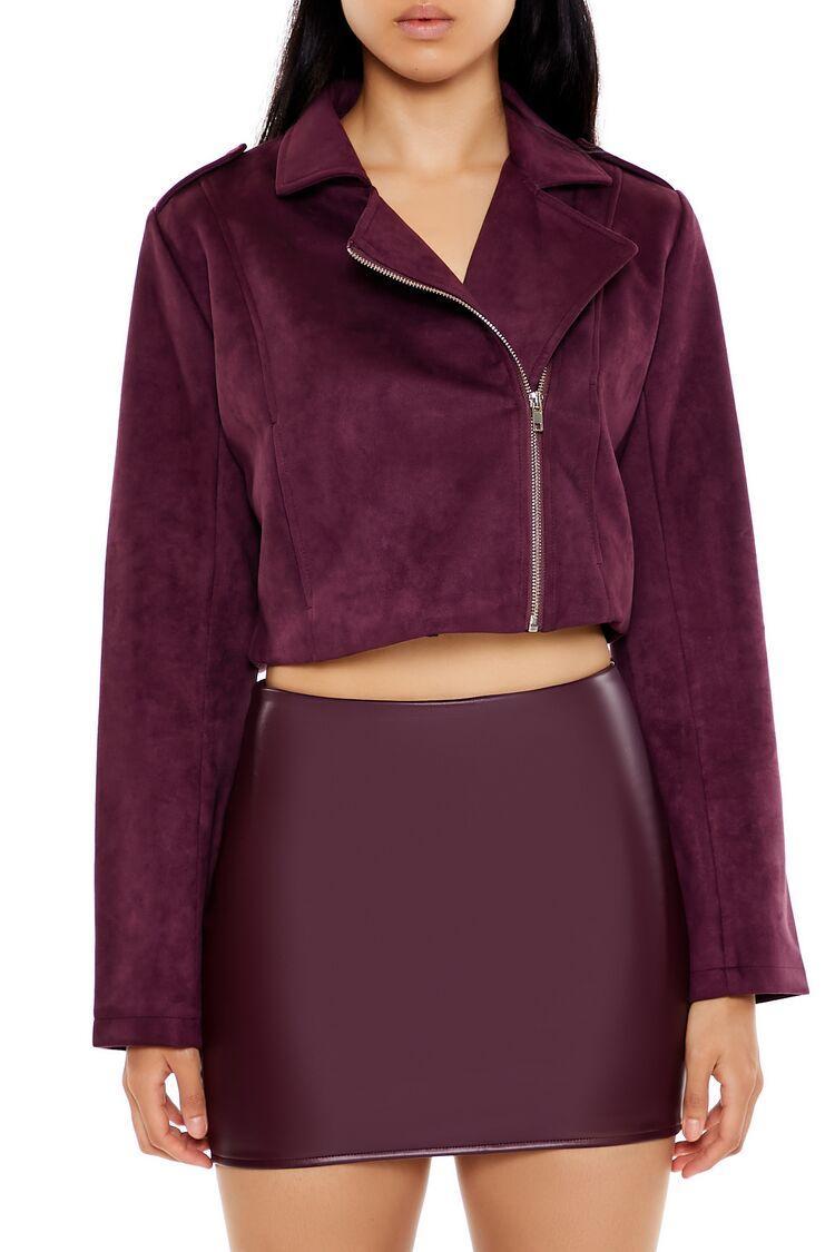 Cropped Faux Suede Moto Jacket | Forever 21 Product Image