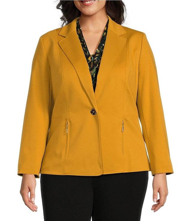 Kasper Plus Size Notch Collar Long Sleeve Ponte Blazer Product Image