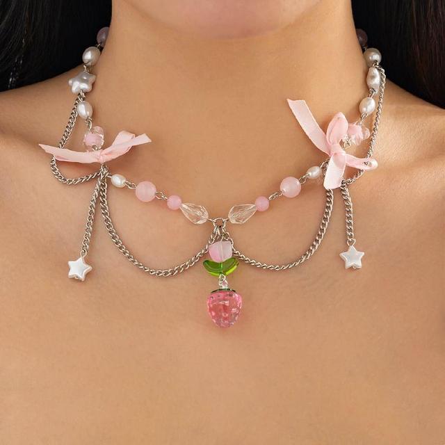 Beaded Strawberry Necklace Product Image