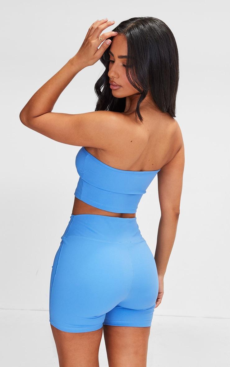 Petite Light Blue Snatched Sculpt Bandeau Crop Top Product Image