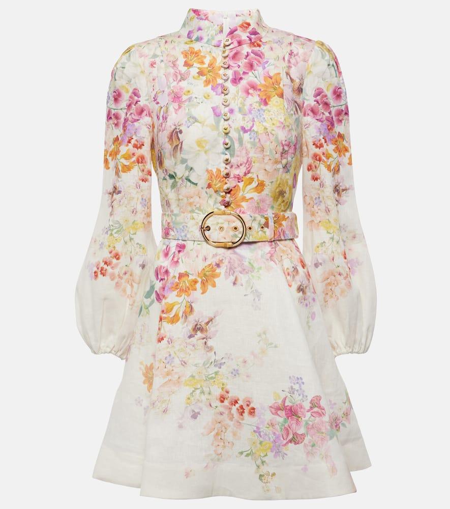 ZIMMERMANN + Net Sustain Natura Belted Floral-print Linen Mini Dress In Multicolour Product Image