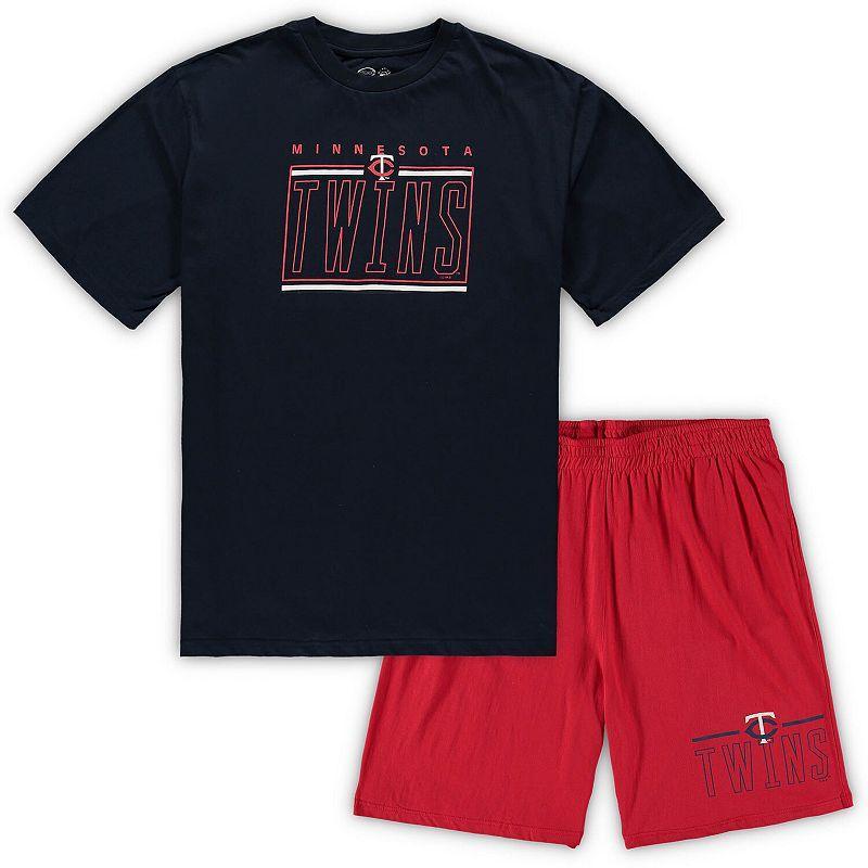 Mens Concepts Sport /Red Minnesota Twins Big & Tall T-Shirt & Shorts Sleep Set Blue Product Image