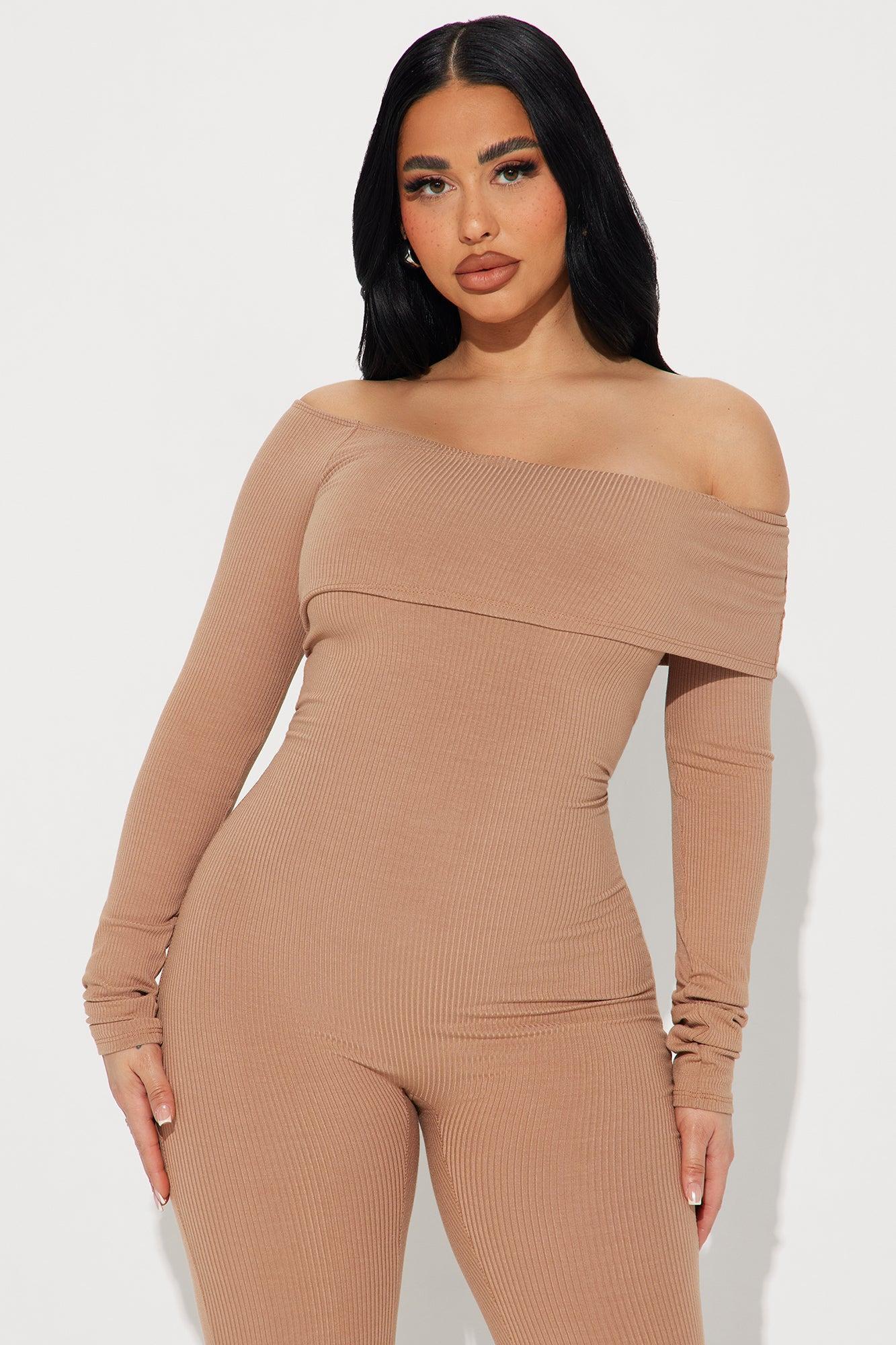 Clarisse Ribbed Jumpsuit - Taupe Product Image