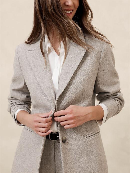 Wool-Blend Herringbone Blazer Product Image