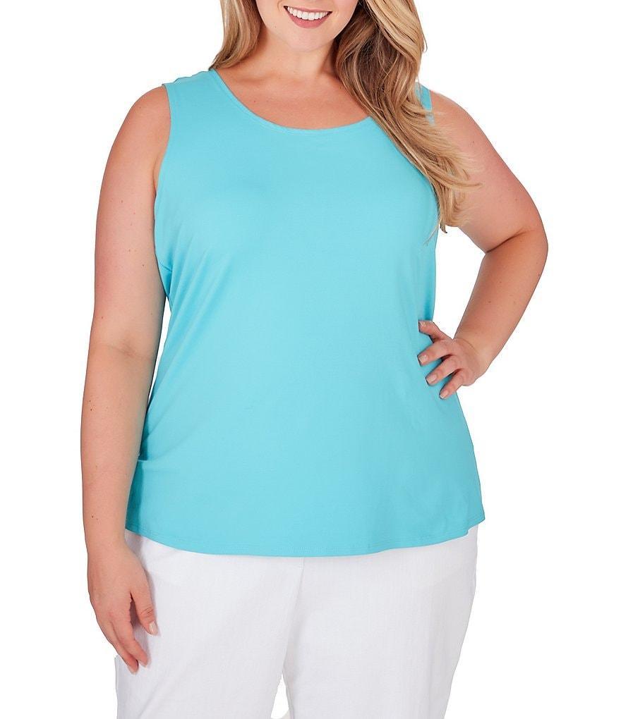 Ruby Rd. Plus Size Solid Knit Scoop Neck Tank Product Image