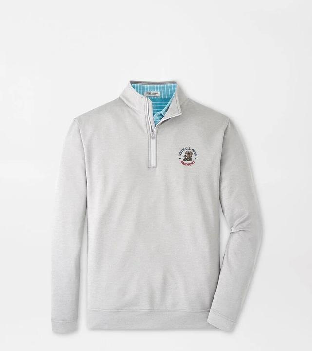 Peter Millar Mens 125th U.S. Open Perth Melange Performance Quarter Zip | Color: Gale Grey | Size: XS Product Image