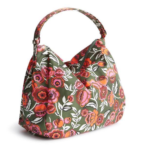 Vera Bradley Hobson Hobo Women in Bubbly Flowers Green Green/Pink Product Image