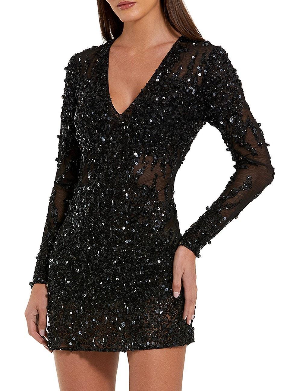 Womens Sheer Sequined Minidress Product Image