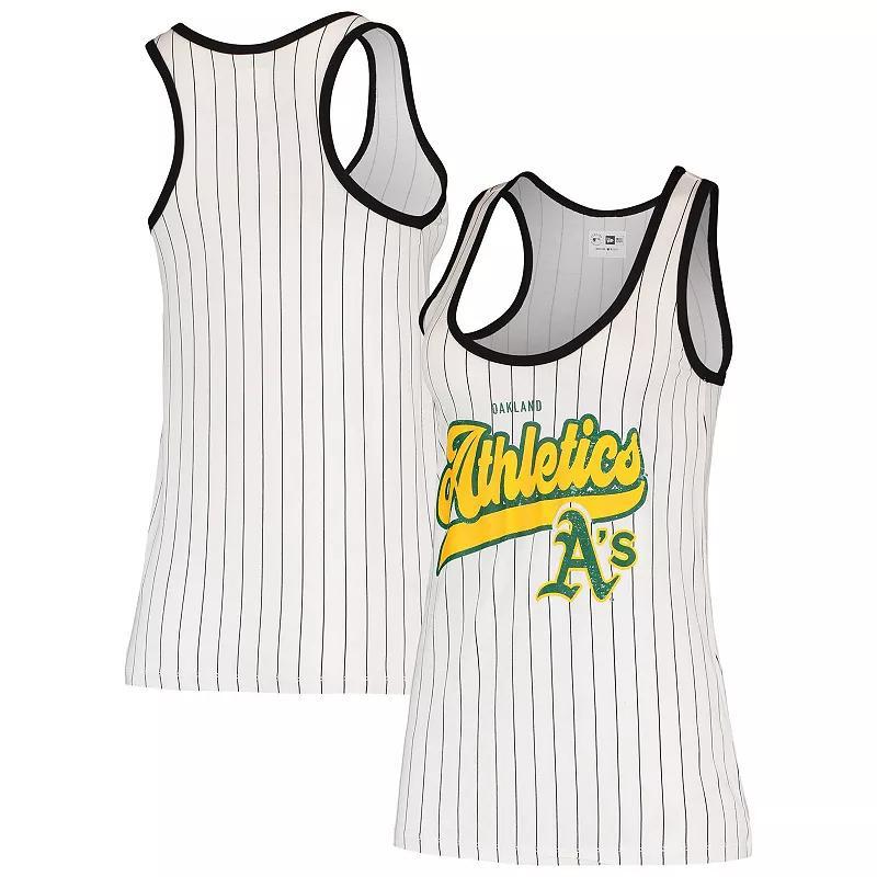 Womens New Era /Black Oakland Athletics Pinstripe Scoop Neck Tank Top Product Image