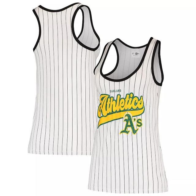 Womens New Era /Black Oakland Athletics Pinstripe Scoop Neck Tank Top Product Image