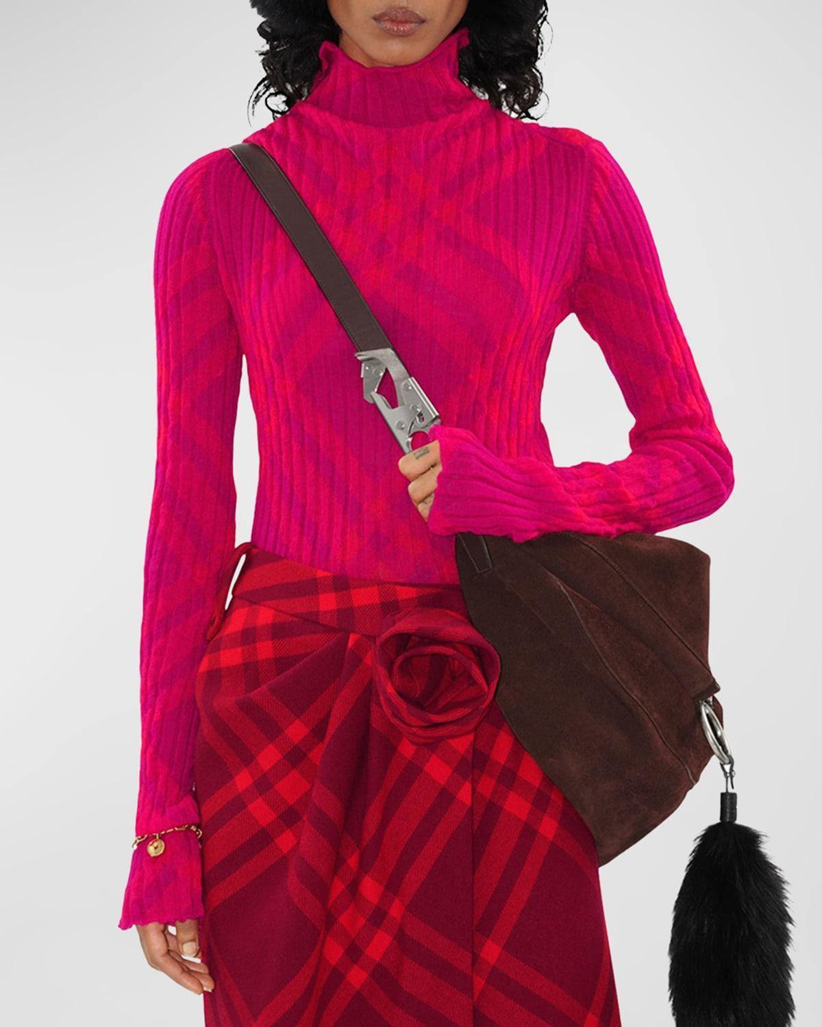 Womens Check Mohair-Blend Slim-Fit Turtleneck Sweater Product Image