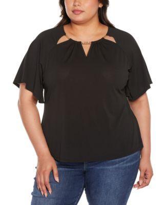 Black Label Plus Size Cutout Detail Knit Top Product Image