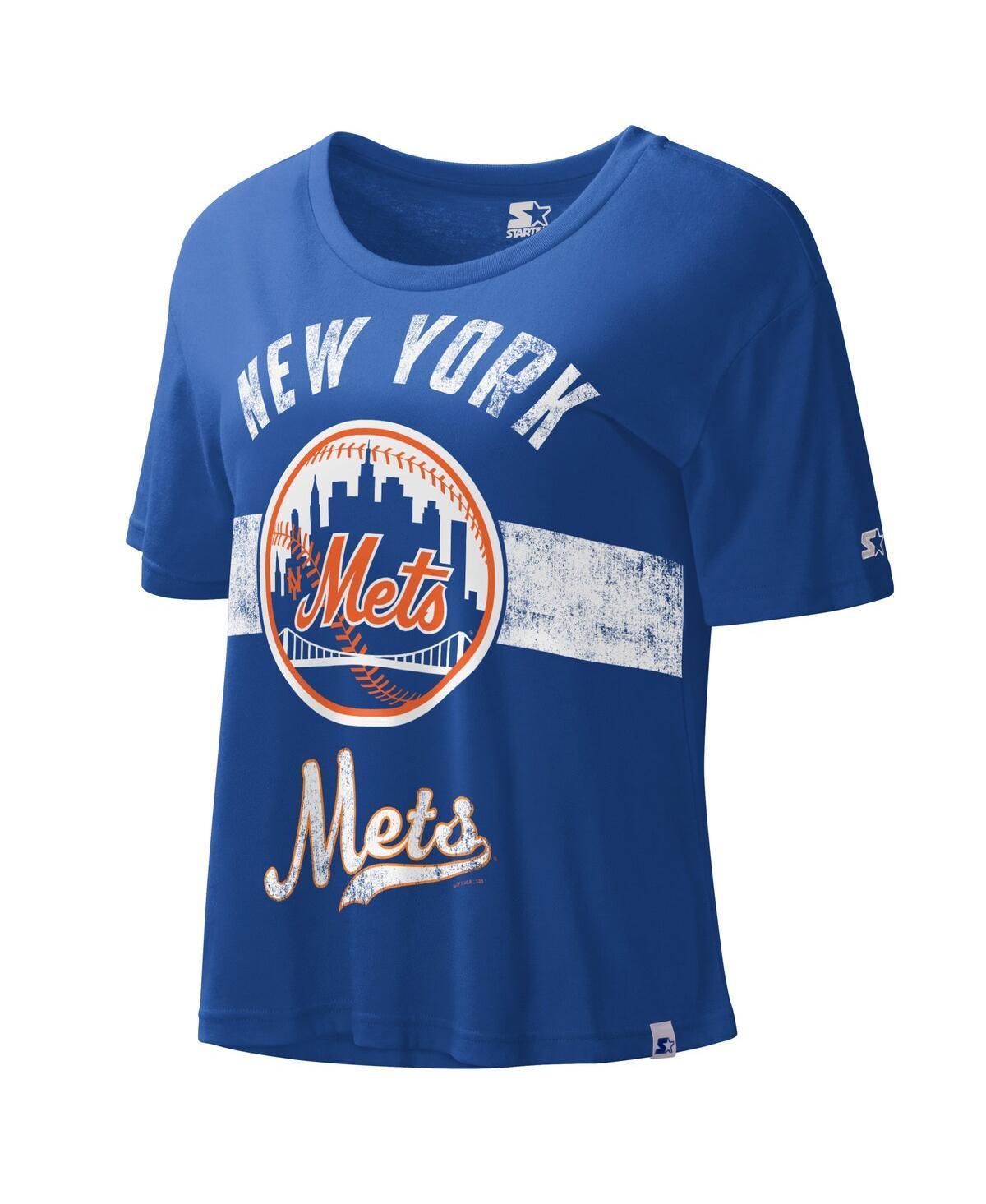 Womens Starter Royal New York Mets Cooperstown Collection Record Setter Crop Top Product Image