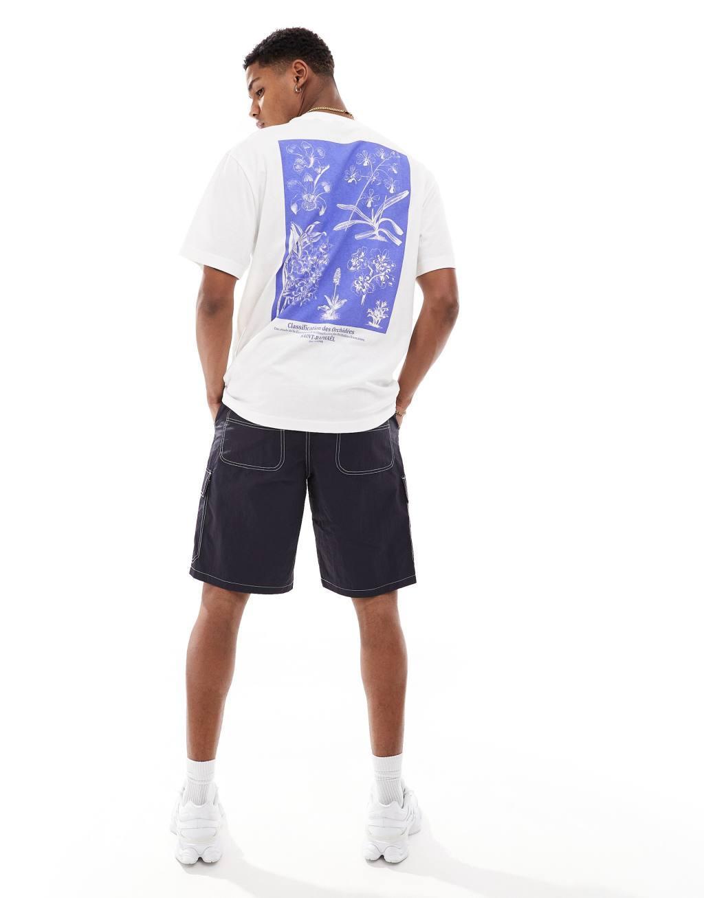 Only & Sons relaxed fit T-shirt with floral back print in off white product image