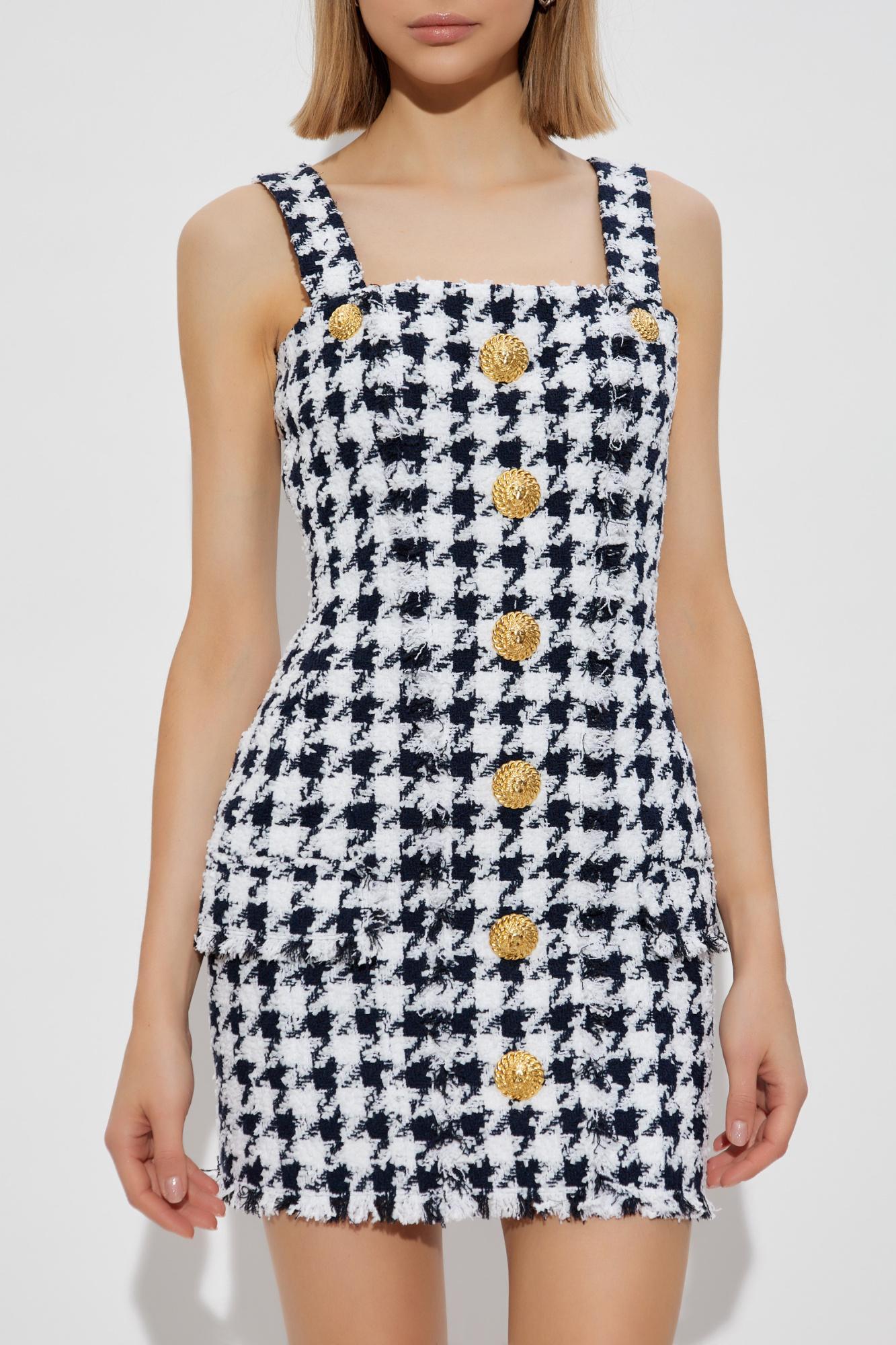 BALMAIN Tweed Mini Dress In White Product Image