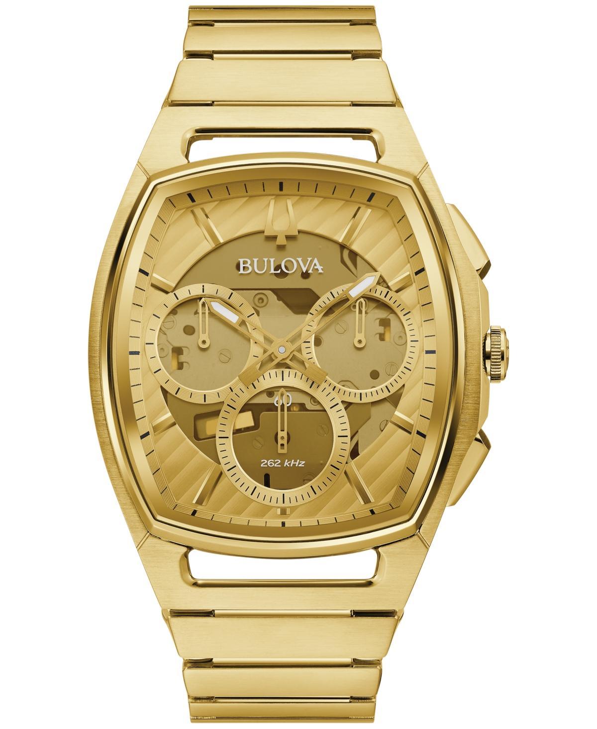 Bulova Mens Chronograph Curv Gold-Tone Stainless Steel Bracelet Watch 41.7mm Product Image