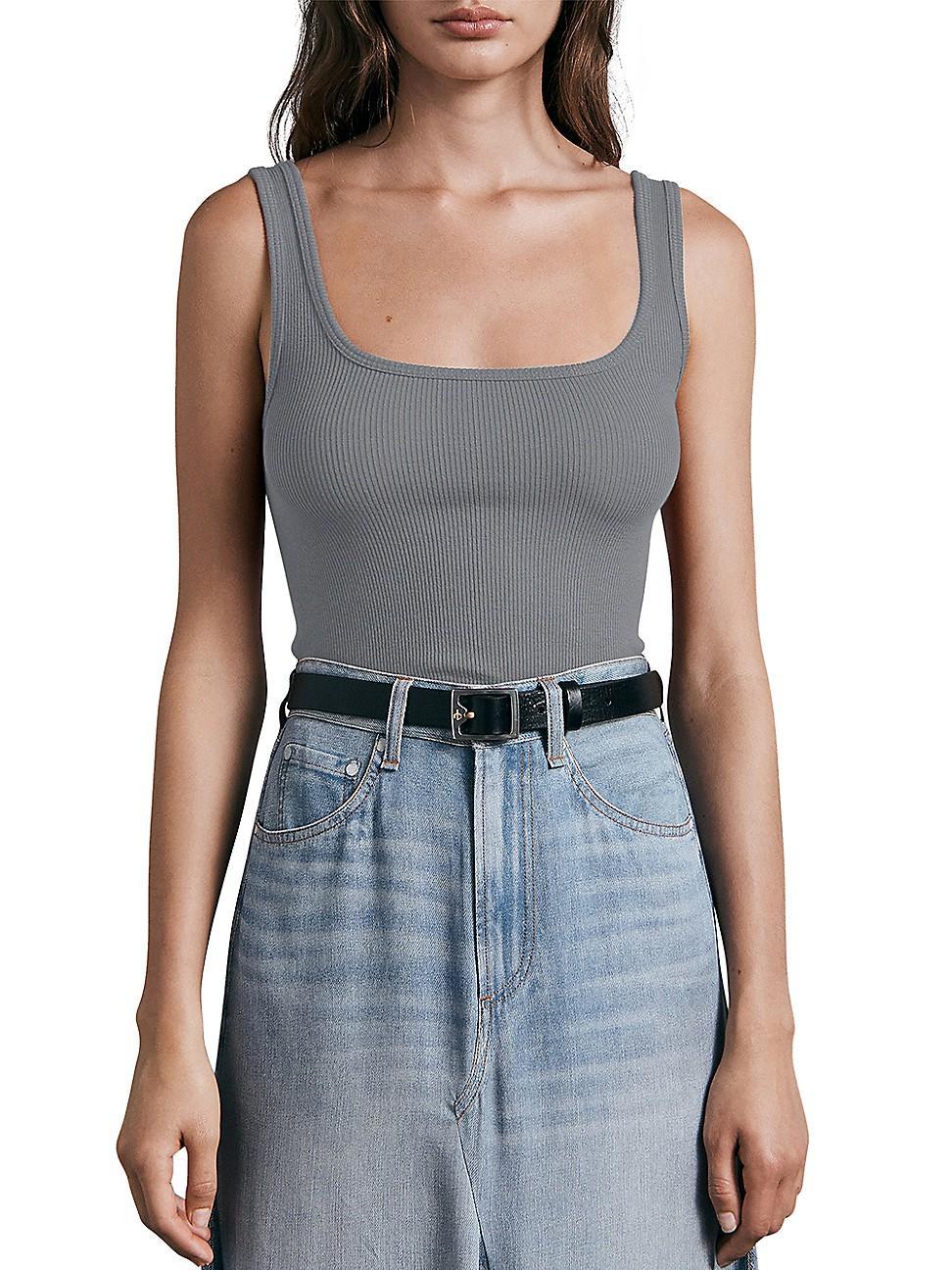 Womens Essential Rib-Knit Scoopneck Tank Product Image