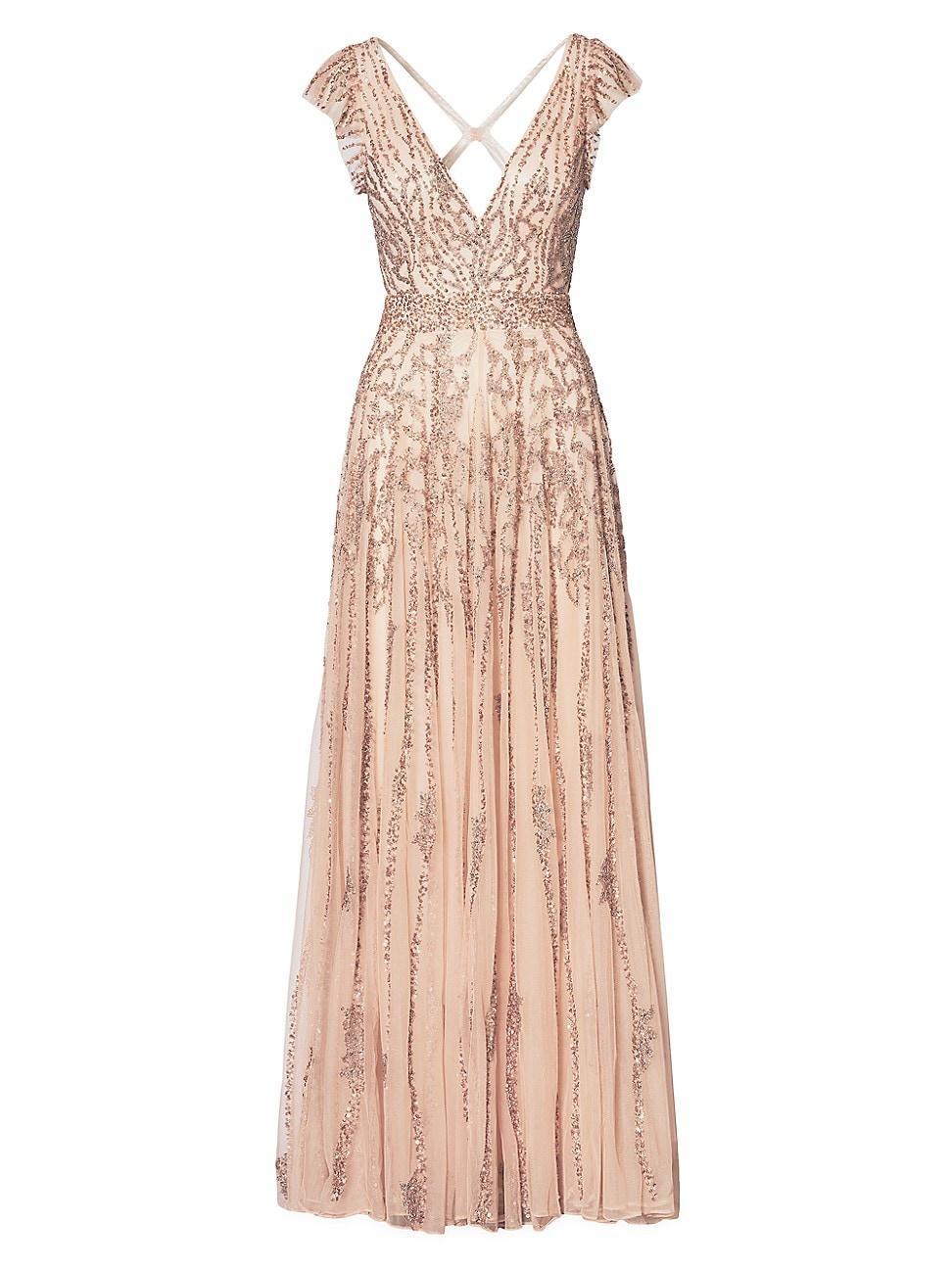 Womens Embellished Cut-Out Gown Product Image