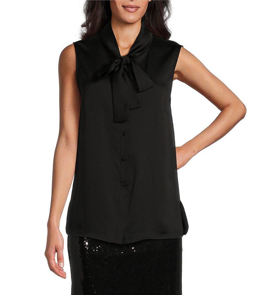 MISOOK Crepe de Chine Drape Tie V-Neck Sleeveless Blouse product image