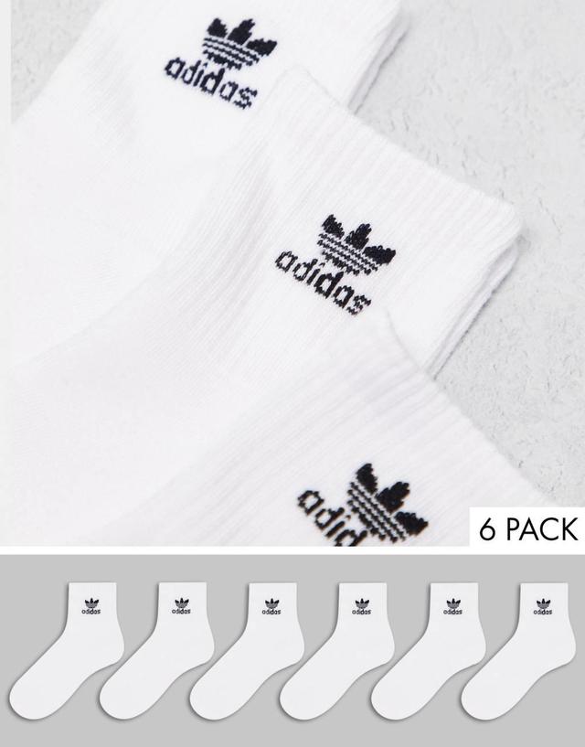 adidas Originals 6-pack quarter socks in white Product Image